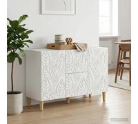 Sideboard Modernist White 89x34.5x60cm Engineered Wood 2 Doors 2 Drawers Storage