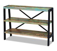 Sideboard Multicolour 110x35x78cm Reclaimed Wood & Steel 3-Shelf Retro Handmade