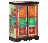 Sideboard Multicolour 53x30x75 cm Solid Mango Wood Handpainted 2 Doors Storage.