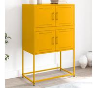 Sideboard Mustard Yellow Steel 68.5x38.5x107 cm Industrial 4-Compartment Storage