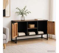 Sideboard Natural Mango Wood 105x30x55cm 2-Door Modern Living Room Slim Storage