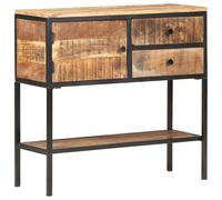 Sideboard Natural Mango Wood & Black Iron 85x30x80 cm 1 Door 2 Drawers Handmade