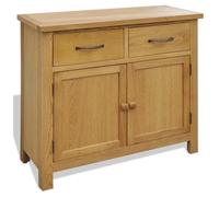 Sideboard Natural Oak 90x33.5x83 cm Solid Oak 2 Doors 2 Drawers Lacquered Narrow