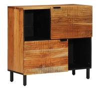 Sideboard Natural Solid Acacia Wood 80x33.5x75cm Rustic 2 Door 4 Shelves Indoor