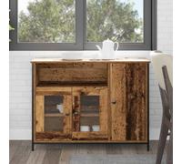 Sideboard Old Wood 100x35x75cm Engineered Wood 3-Door Metal Storage for Home UK