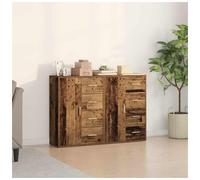 Sideboard Old Wood 60x31x84cm Engineered Wood 8 Drawer 2 Door Silver Handles Eco
