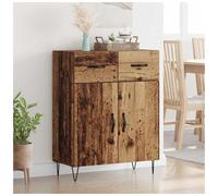 Sideboard Old wood 69.5x34x90cm Engineered Wood 2 Doors 1 Drawer Matt Black Legs