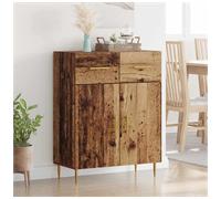 Sideboard Old wood 69.5x34x90cm Engineered Wood 2 Doors 1 Drawer Slim Gold Legs