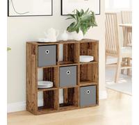 Sideboard Old wood 73.5x24x69.5cm Engineered Wood 3-Drawer Recessed Handles Slim