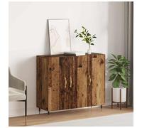 Sideboard Old Wood 90x34x80cm Engineered Wood 3 Door Black Legs Gold Handles
