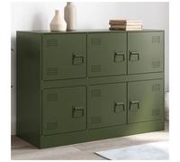 Sideboard Olive Green Cold-Rolled Steel 99x39x73 cm 6-Door Storage Cabinet 90kg