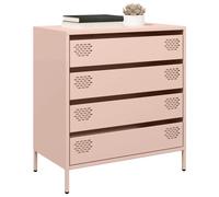 Sideboard Pink 68x39x73.5cm Cold-Rolled Steel 4-Drawer Slim Storage Cabinet Unit