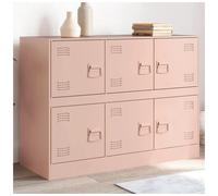 Sideboard Pink 99x39x73 cm Cold-Rolled Steel 6-Door Storage Cabinet Modern Slim