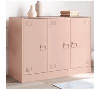 Sideboard Pink Cold-Rolled Steel 99x39x73cm 6-Compartment 3-Door Storage 90kgMax