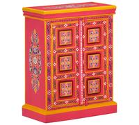 Sideboard Pink Multicolour Mango Wood 60x30x78cm Hand-Painted Retro 2-Door Large