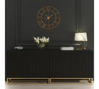 Sideboard Ripple Duo 200Cm - Black With Fluted Doors