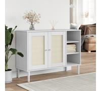 Sideboard SENJA Rattan Look Black 112x40x80cm Solid Wood Pine vidaXL