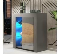 Mex Furniture LTD Sideboard Serene 83cm - Dark Grey with Gloss Doors & LED Lights Mex Furniture LTD Dark Grey