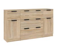 Sideboard Set 3 Piece Engineered Wood Home Organiser Multi Colours vidaXL
