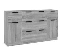 Sideboard Set 3 Piece Engineered Wood Home Organiser Multi Colours vidaXL