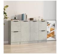 Sideboard Set 3pc Concrete Grey Engineered Wood 60x30x70 & 30x30x70cm Minimalist