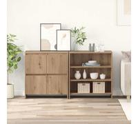 Sideboard set Modern Compact High Gloss White 2pc 70x41x75cm Engineered Wood UK