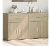 Sideboard Set of 2 Sonoma Oak Engineered Wood 60x31x70 cm White Finish with door