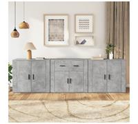 Sideboard Set of 3 Concrete Grey 80x33x70cm Engineered Wood Storage Cabinet Slim