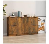 Sideboard Set White & Smoked Oak Engineered Wood 2x30x30x70 1x60x30x70 cm Large