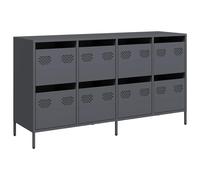 Sideboard anthracite cold-rolled steel 135x39x73.5 cm 8-drawer metal industrial