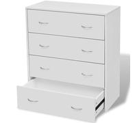 vidaXL Sideboard with 4 Drawers White Organiser Cupboard Cabinet Chest Unit