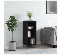 Sideboard Slim Black Engineered Wood & Metal Storage Cabinet 34.5x32.5x90cm Home