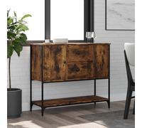 Sideboard Smoked Oak 100x36x85 cm Engineered Wood & Steel Storage Cabinet Modern