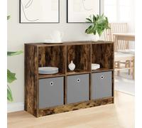 Sideboard Smoked Oak 102x32x73.5cm Engineered Wood 3-Drawer Modern Storage Slim