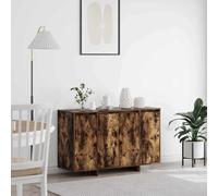 Sideboard Smoked Oak 120x41x75cm Engineered Wood 4-Door White Storage SlimDesign