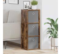 Sideboard Smoked Oak 30.5x27x84.5cm Engineered Wood 3 Drawers Recessed Handles.