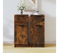 Sideboard Smoked Oak 30x30x70 cm Engineered Wood 1 Door 1 Drawer Compact Set 2pc