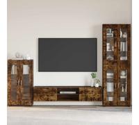 Sideboard Smoked Oak 55.5x29x100cm Engineered Wood Matte 2-Door 3-Shelf Storage