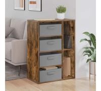 Sideboard Smoked Oak 60 x 33.5 x 84 cm. Engineered Wood 4-Drawer Modern Storage