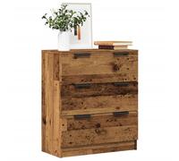 Sideboard Smoked Oak 60x30x70 cm Engineered Wood 3 Drawer Retro Cabinet Storage