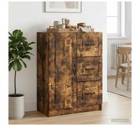 Sideboard Smoked Oak 66x34.5x87cm Engineered Wood 3 Drawer Modern Storage Unit.