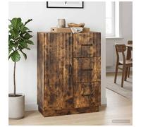 Sideboard Smoked Oak 66x34.5x87cm Engineered Wood 3 Drawers 1 Door Ample Storage