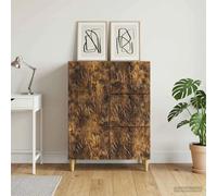 Sideboard Smoked Oak 66x34.5x90cm Engineered Wood 3 Drawer 1 Door Vintage Retro