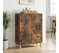 Sideboard Smoked Oak 66x34.5x90cm Engineered Wood 3 Drawers 1 Door Retro Vintage