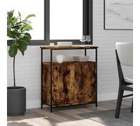 Sideboard Smoked Oak 70x30x80 cm Engineered Wood & Steel Storage Cabinet Slim UK
