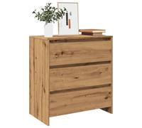 Sideboard Smoked Oak 70x41x75 cm Engineered Wood 3 Drawer Minimalist Compact TV