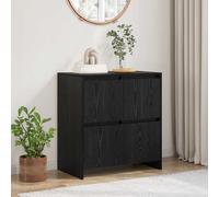 Sideboard Smoked Oak 70x41x75 cm Engineered Wood 4-Door Black Minimalist Storage