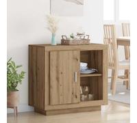 Sideboard Smoked Oak 80x40x75cm Engineered Wood Modern Storage Cabinet 2-Shelf