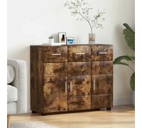 Sideboard Smoked Oak 88.5 x 30.5 x 73 cm Engineered Wood Matte 2-Door 3-Shelf XL