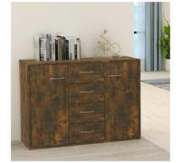 Sideboard Smoked Oak 88x30x64cm Engineered Wood 4 Drawers 2 Doors Rustic Storage